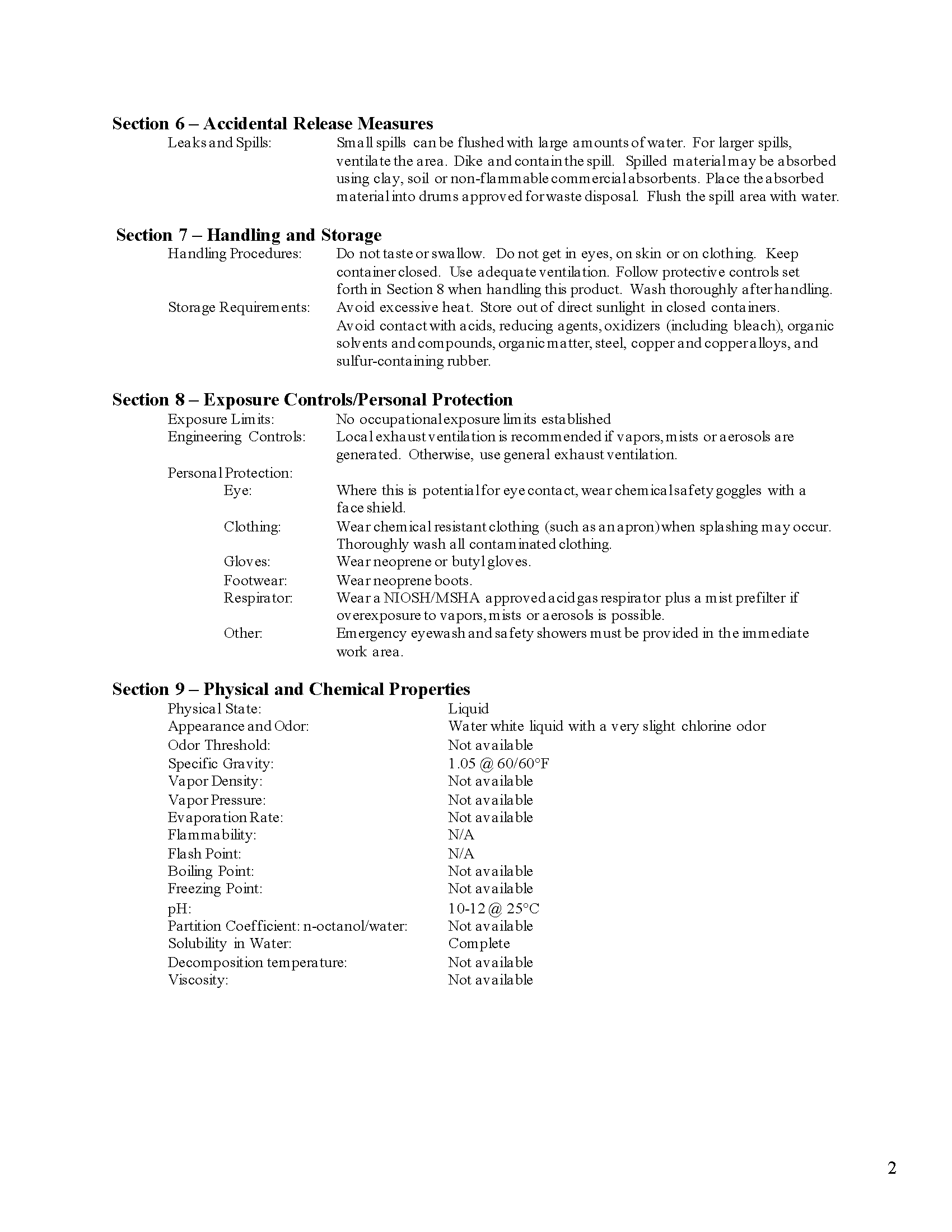 AQUATIZE Safety Data Sheet — page 2